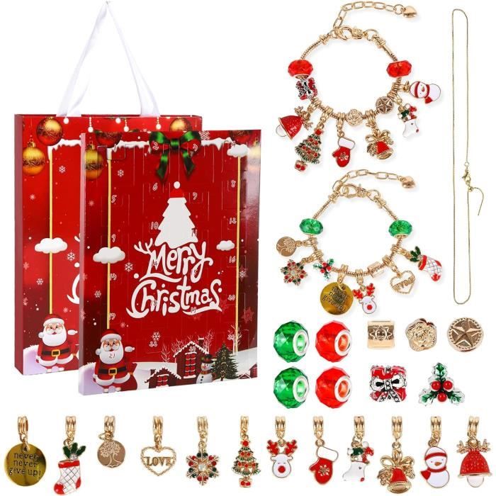 Calendrier De L'Avent Bijoux 2024 Femme - 24 Surprises Bracelets, Boucles D'Oreilles, Colliers, Anneaux - Cadeau Noël Mère, Épouse, Fille
