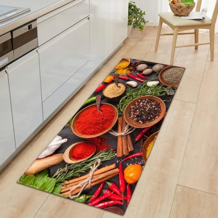 GOKSEL Tapis Cuisine Couleurs Et Assaisonnements Tapis Cuisine Devant Evier, Tapis AntidéRapant, Tapis De Couloir, Polyester Tapis De Cuisine, Tapis Salon Chambre Cuisine Hall D'entrée 50 X 140cm