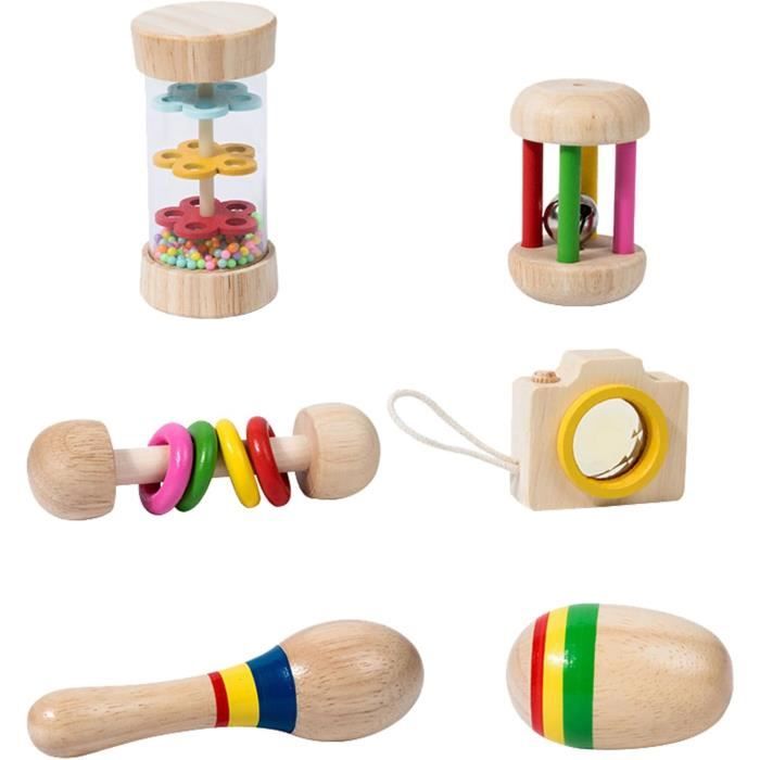 Jouet Musical Bebe Maracas Bois Hochet Montessori Pour Bebe 12 Mois Et Plus Instrument De Musique Pour Bebe Jeu D Eveil 6pc Cdiscount Puericulture Eveil bebe