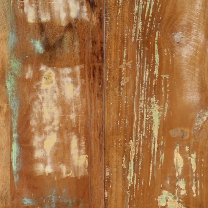 Table de salle à manger en bois de récupération massif - Multicolore - MOO - 160x80x75cm