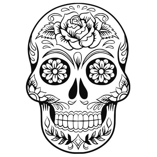 Sticker Tete De Mort Mexicaine 30x21 Cm Noir Tdm007 Achat