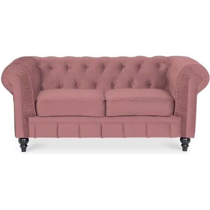 Canapé Chesterfield Velours 2 Places Altesse Vieux Rose Canapé Chesterfield Velours 2 Places Altesse Vieux Rose