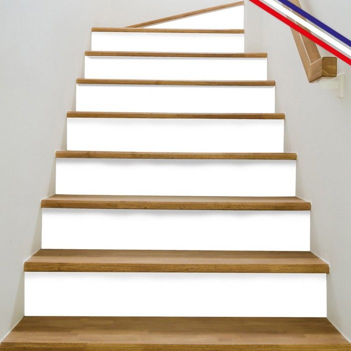 Contremarches adhésives PVC pour escalier - blanc - Lot de 5 (15x100 cm) - 99DECO