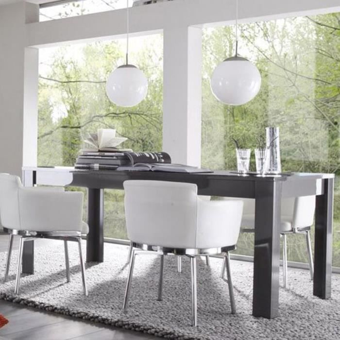 Table à manger design gris laqué brillant DOMINOS 2 L 180 cm Sans
