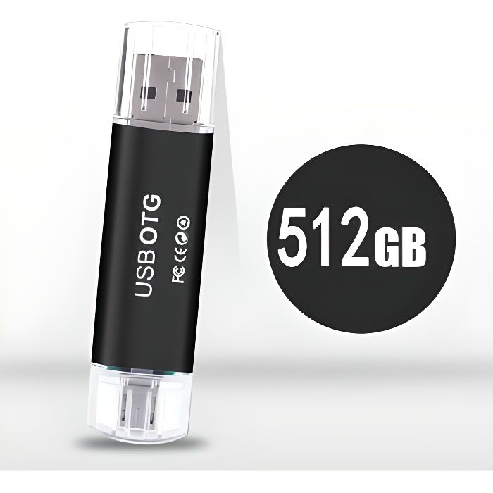 CLE USB 512 Go Clef Usb Fantaisie USB Flash Drive Micro USB OTG Mémoire  Flash 512 Gb Imperméables Super grande Capacité (Noir) - Cdiscount  Informatique