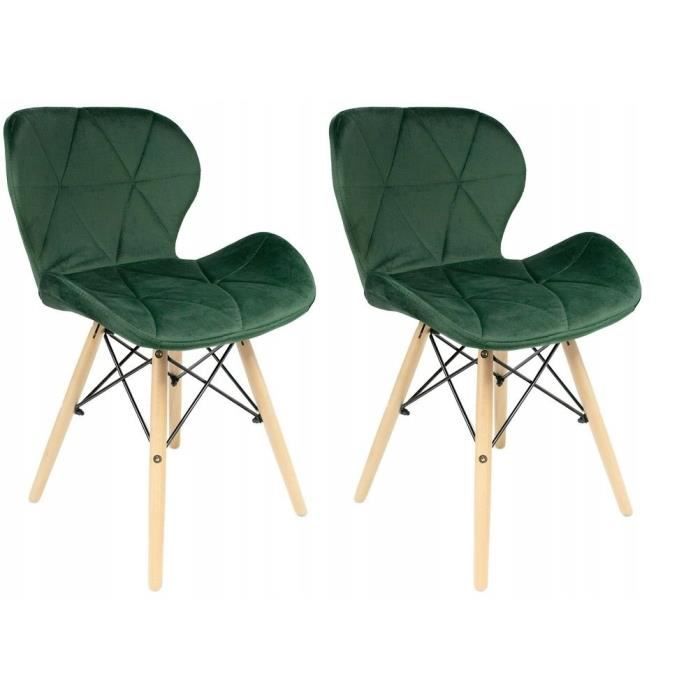 LOT DE 2 CHAISES SCANDINAVE ELEXIT VELOURS VERT Cdiscount Maison lot-de-2-chaises-scandinave-elexit-velours-vert-cdiscount-maison