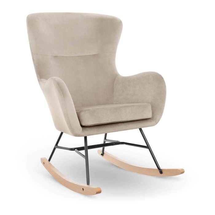 fauteuil à bascule chaise berçante - fromm & starck - velours - hêtre - gris