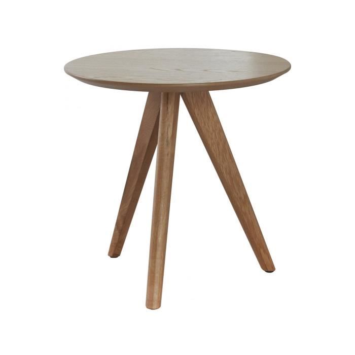 Table d'appoint ronde design scandinave en bois massif chêne naturel ...