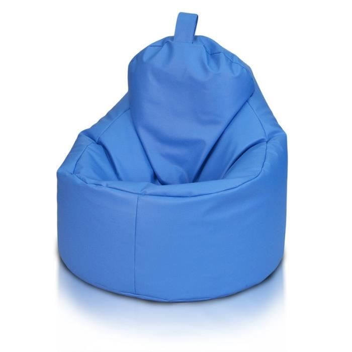 fauteuil pouf yoko cuir ecologique e1 bleu