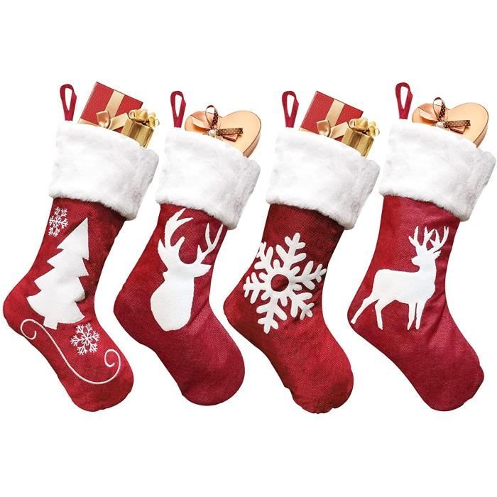 Chaussette de Noël,4pcs Grande Chaussette Noel a Suspendre Père