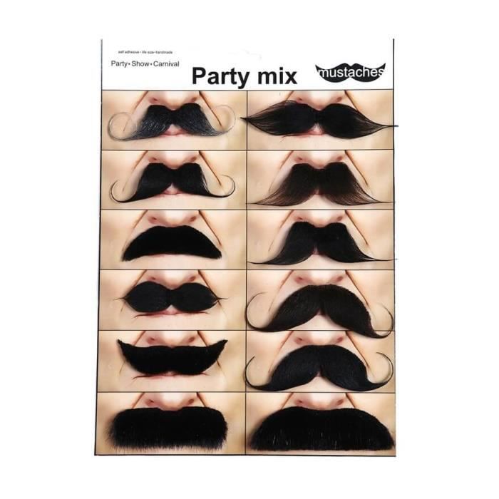 Ensemble de 12 moustaches - Marque inconnue - Mod?�le assorti - Multicolore - Noir - Cdiscount 
