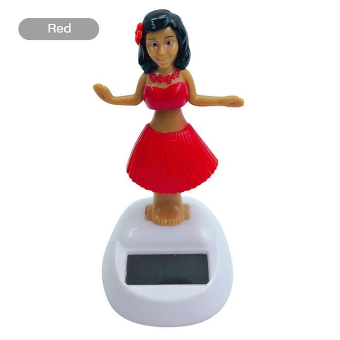 Rouge - Figurine Tahitienne Solaire Danseuse Pour Tableau De Bord De