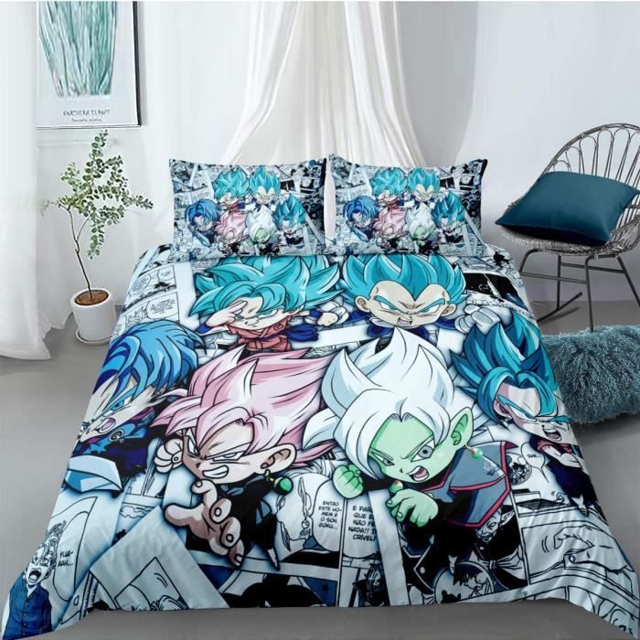 Parure De Lit Dragon Ball Super - Housse De Couette 140x200 Cm + Taie 63x63 Cm, Réversible, Oeko Tex