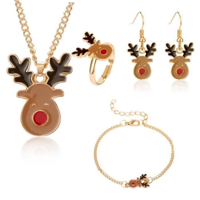 Ensemble de bijoux de noël en alliage pour femmess 5 piècesensembles boucles d39oreilless