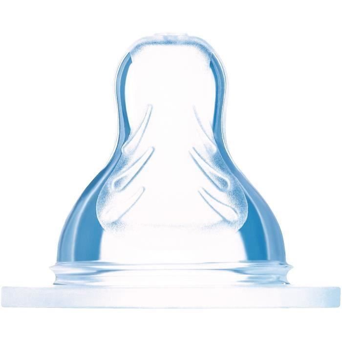 MAM Tétine anatomique Débit 2 Moyen Silicone Lot de 2 Transparent (Lot de 2)