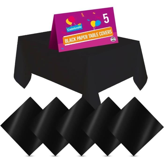 Lot De 5 Nappes En Papier Noir De 90 X 90 Cm Pour Fêtes, Nappes De Fête