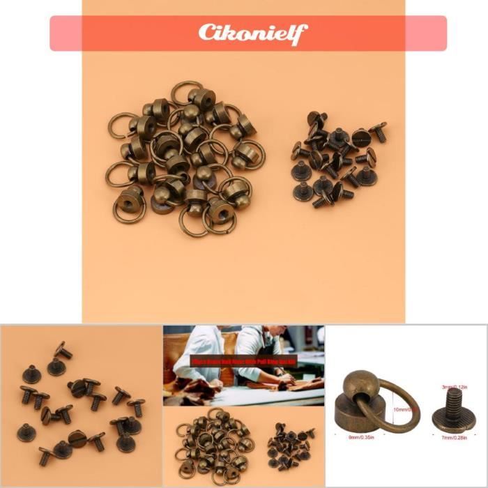 Laughhe 30 Pcs Rivets Avec Anneau En Métal 10mm Boutons De Rivet En Laiton Avec Anneau Vis à Tête Ronde Rivet à Anneau En O Goujon Pour Bricolage En Cuir Artisanat Sac