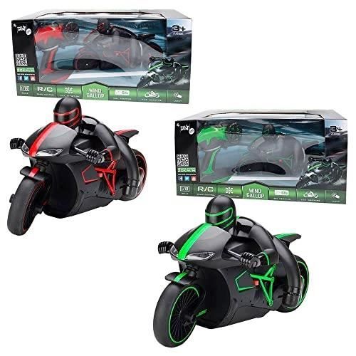 Moto radiocommandée TACHAN 1:18 – Moto de course noire et verte 2 roues pneus caoutchouc LED