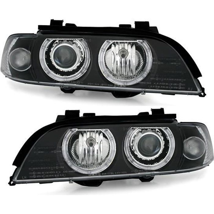 2 FEUX PHARE AVANT ANGEL EYES BMW SERIE 5 E39 PHASE 1 ELECTRIQUE DE 1995 A 08/2000