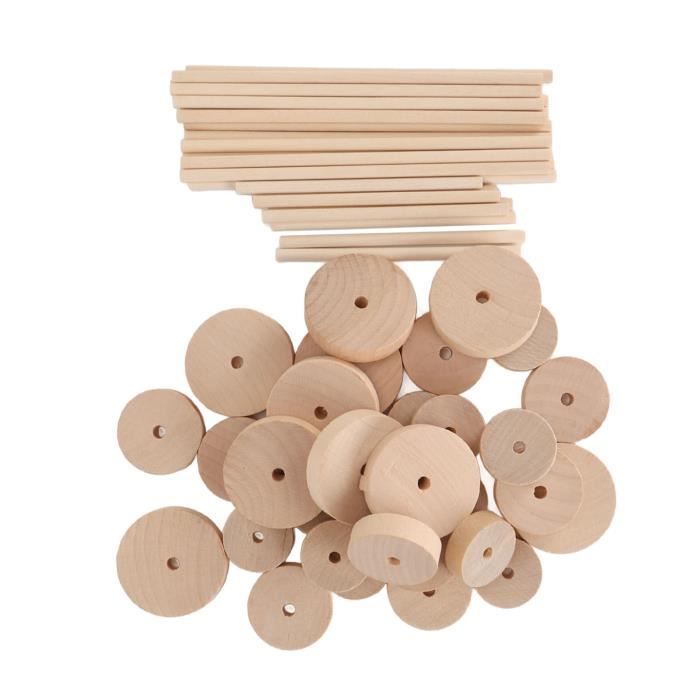 HARFINGTON Lot de 50 tranches de bois vierges hexagonales en bois brut 2,5 x 2,8 x 0,2 cm pour loisirs créatifs, peinture, dessous de verre