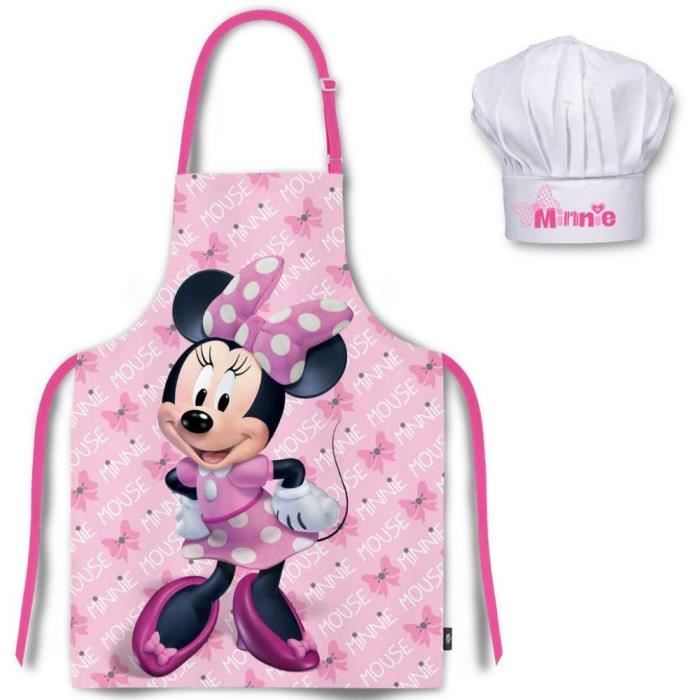 Tablier Toque Disney Minnie Déguisement cuisine enfant 3 à 8 ans Rose