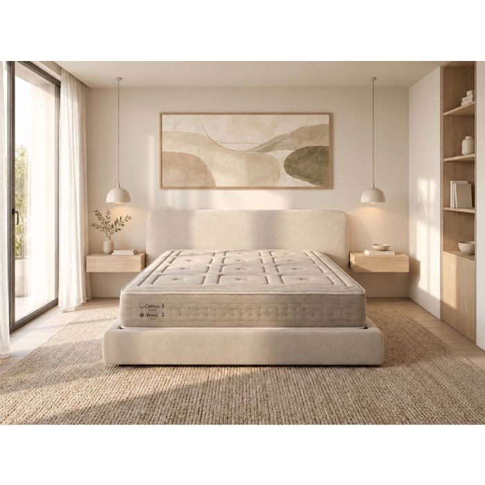Matelas à ressorts XALUCA ORGANIC NATURA Laine et Coton 140X200 Hauteur 28 cm