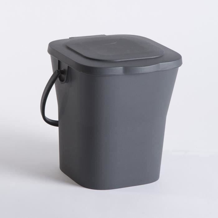 EDA - poubelle / seau à compost - 6 L - gris anthracite - avec couvercle