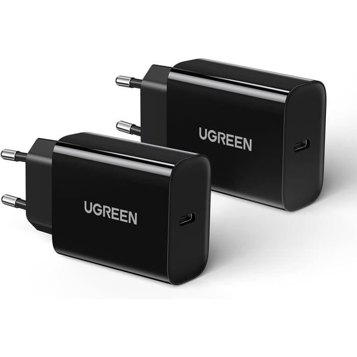 Chargeur USB-C 20W Rapide Avec Câble 1 M - Noir - Compatible IPhone 15, 16, 17 Et Plus | TechExpert