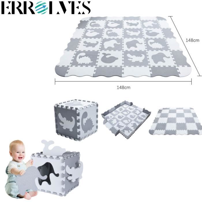 LittleTom Tapis de Jeux Puzzle pour bébé – 18 pièces de 30x30 cm – Tapis d' éveil 180x90 cm pour Enfants – Tapis de Sol de Protection pour Chambre d' Enfant