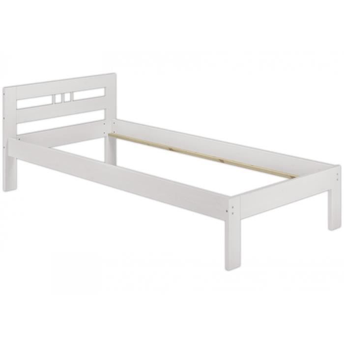 Home kaycie en bois surélevé cadre de lit simple-Blanc 