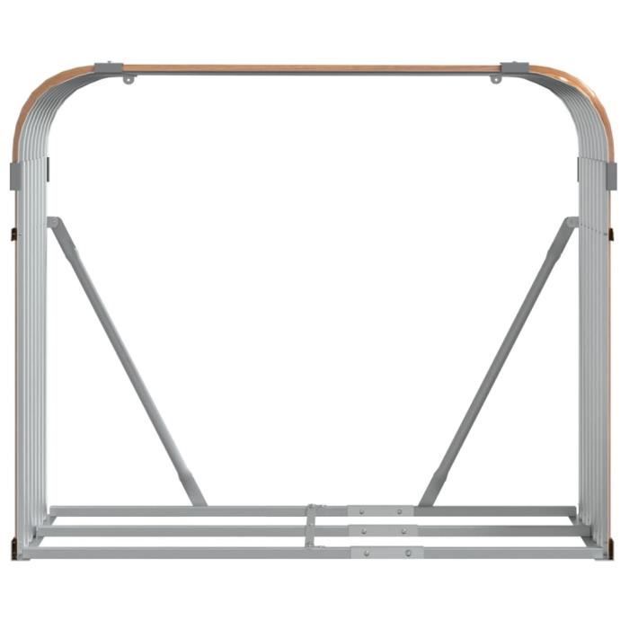 Porte-bûches En Acier Galvanisé - Gris Clair 120x45x100 Cm - Neuf