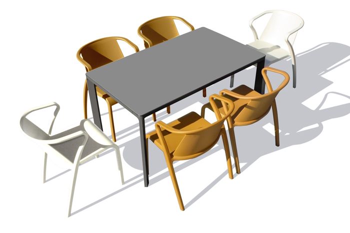 table de jardin meet-tb160g-grisanth, 4 fauteuils fado-ft-moutarde et 2 fauteuils fado-ft-sable
