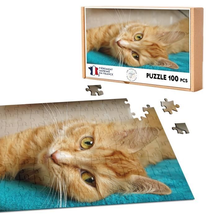 Puzzle Personnalisé Chat Roux Avec Prénom - 35, 70 Ou 120 Pièces - Neuf - Fabriqué En France