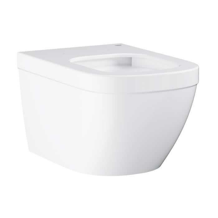 Cuvette WC Suspendue GROHE Euro Ceramic - Sans Bride, Sans Rebord, Blanc Alpin, Chasse 3/5L - Pour Réservoir Encastré