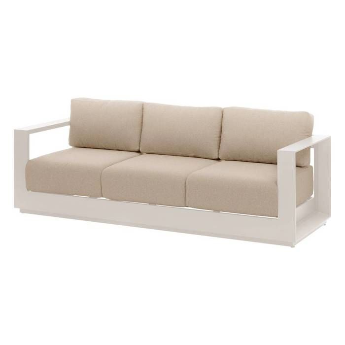 Canapé de jardin en aluminum 3 places ALLURE Avoine et zebrano - vue 2