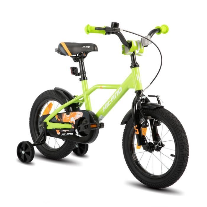 HILAND Vélo Enfant 12 Pouces pour garçon de 3-5 Ans, Frein à Main et Frein à rétropédalage-Vert