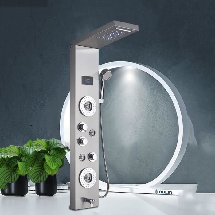 JULLYBATHEVY Colonne de Douche Hydromassante LED Panneau de Douche