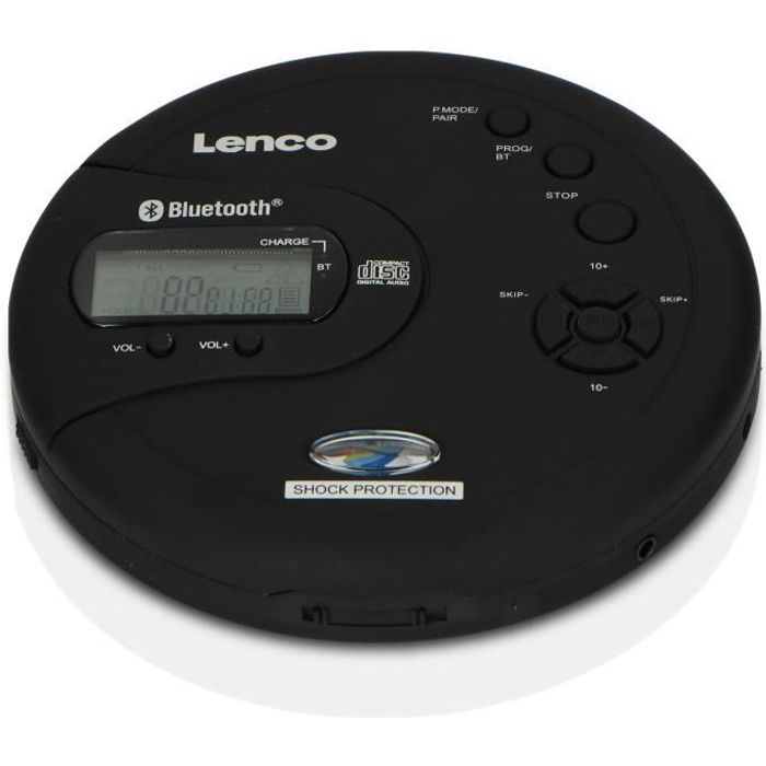 Lecteur CD/MP3 Bluetooth portable avec protection antichoc Lenco CD-300BK Noir