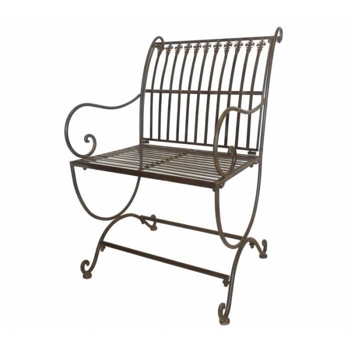 fauteuil de jardin anton chaise siege de salon de jardin a 2 accoudoirs banquette exterieure en fer marron 53x62x87cm cdiscount jardin