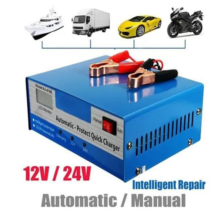 Chargeur De Batterie Voiture Intelligent 12V/24V - Automatique, Mode Réparation, Pour Batteries Plomb Et LiFePO4 - 9