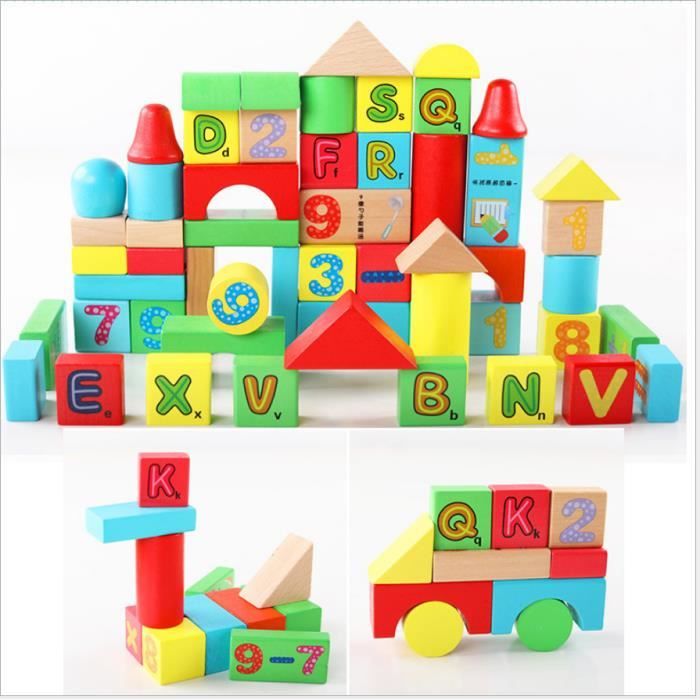Jeu de Construction en Bois Enfant - 100 blocs - Cdiscount Jeux - Jouets