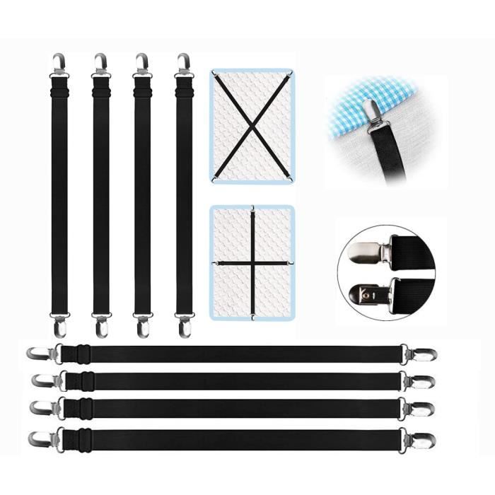 8 Literie Tendeur Draps Réglable Sangle Drap Housse Élastique, pour Drap Lit, Canapé, Housse de