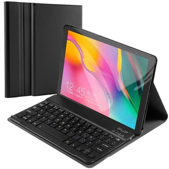 étui amovible pour clavier Bluetooth avec étui en cuir avec folio Lusenbo Étui clavier pour Samsung Galaxy Tab A 10.1 2019 SM-T510 / T515 Français étui pour clavier sans fil pour tablette portable 
