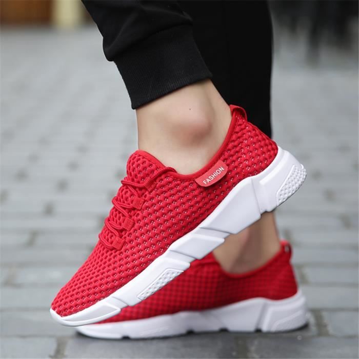 Baskets Hommes 2018 tendance Haut qualité Marque De Luxe Respirant Homme Confortable Antidérapant Chaussures tendance Rouge Cdiscount Chaussures