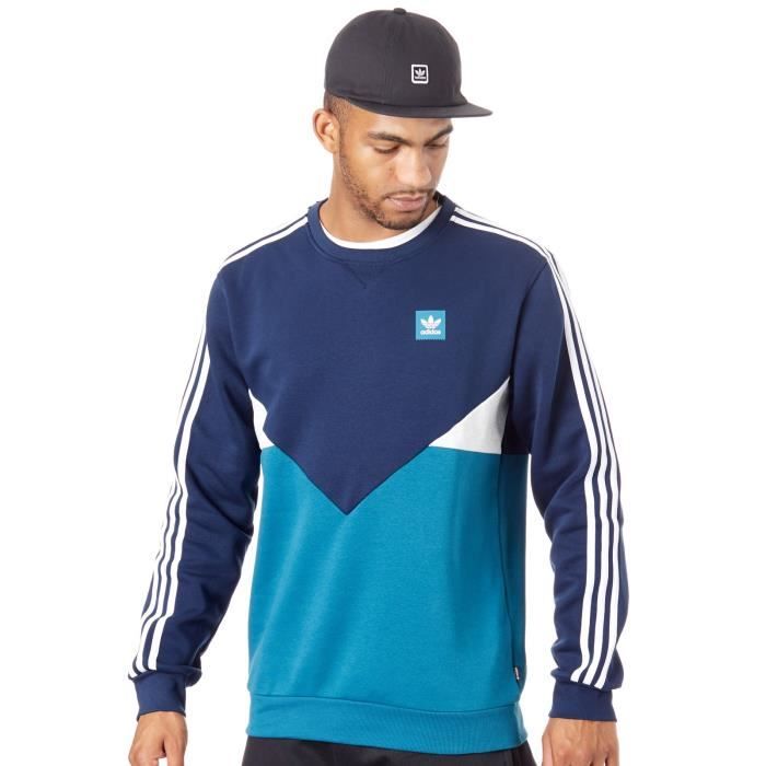 pull adidas bleu et blanc
