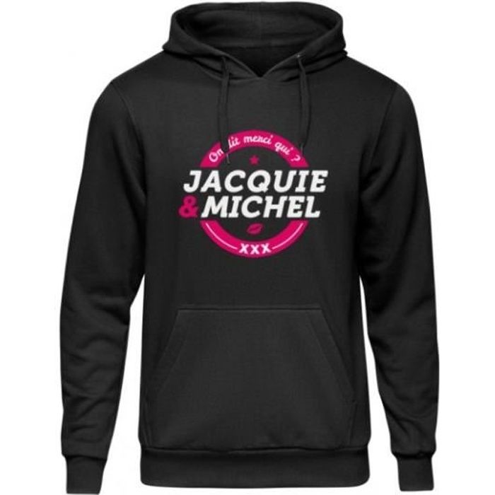 Sweat à capuche logo rond Jacquie&Michel   noir 