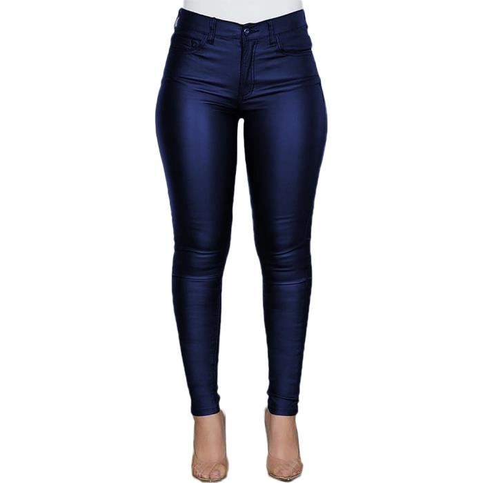 Pantalon simili cuir store bleu