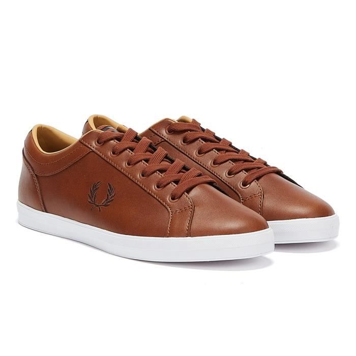 Fred Perry Baseline Cuir Baskets Marron Pour Hommes EU 39 Marron