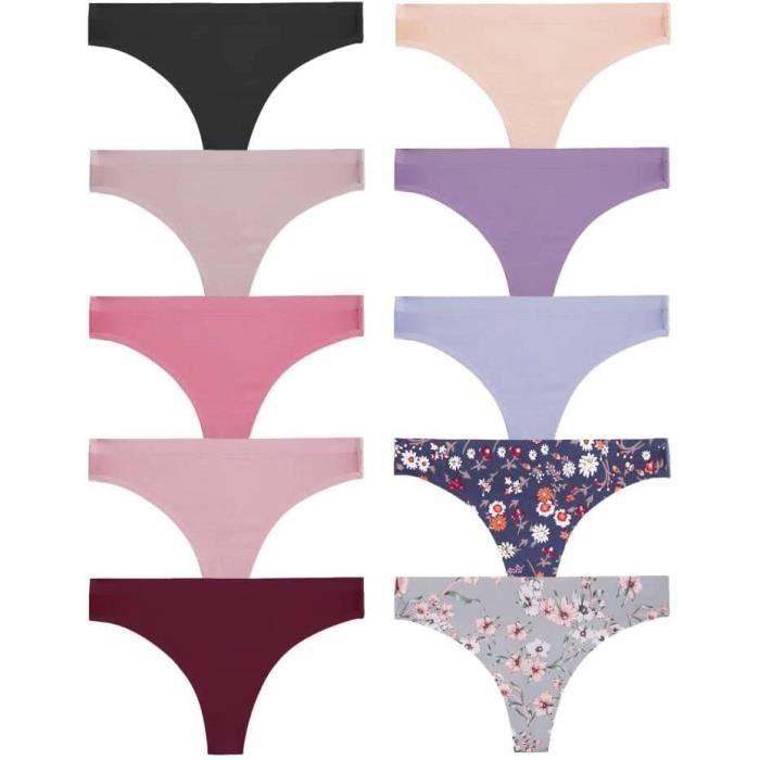 Lot de 10 strings sans couture pour femme Sans coutures Pour