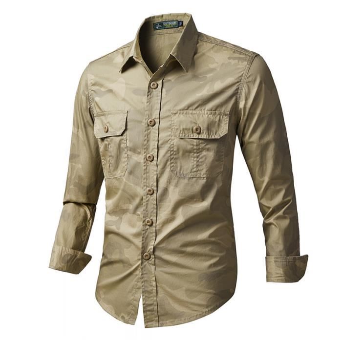 Chemise De Pêche Huk Pour Homme - Gris Camouflage - Manches Longues - Taille M
